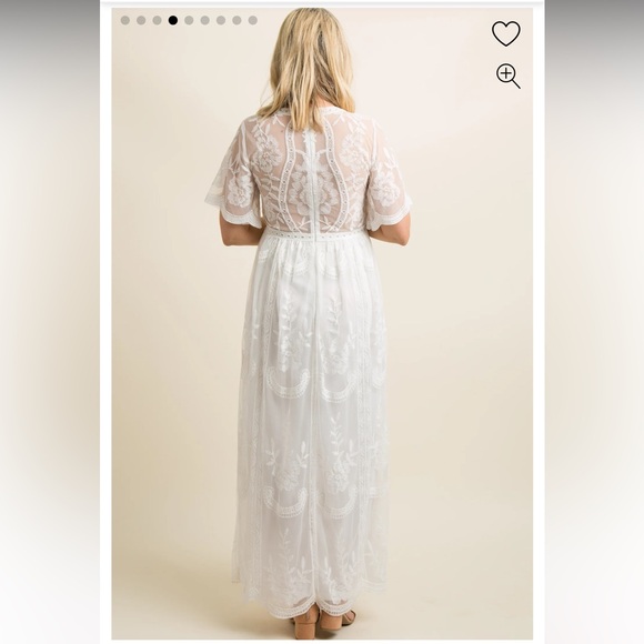 PinkBlush White Lace Mesh Overlay Maternity Maxi Dress - Picture 5 of 5